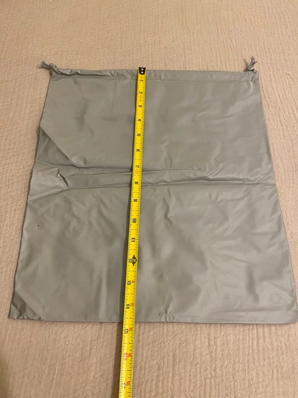 Prada Light Gray Nylon Drawstring Dust Bag with Red Logo Stripe